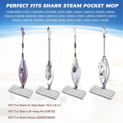 2 Pack Steam Mop Replacement Pads, Microfiber Steam Mop Pads with Scrub Strips, Compatible with Shark Steam Pocket Mop S3500 Series (S3501, S3601, S3901), Washable Pads for Sealed Hard Floors