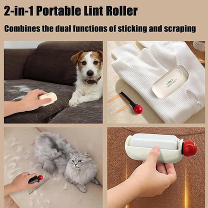 NAISI Enjoy Portable Lint Roller, 2 In 1 Washable Lint Remover, Ball for Clothes, Furniture, Pet Hair, Reusable Mini Lint Roller (Black)