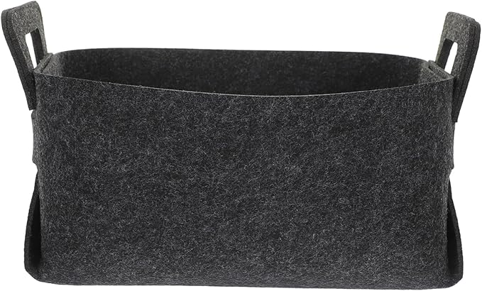 Felt Laundry Basket Handles Deep Grey Collapsible Storage Bin for Dirty Clothes Portable Organizer for Bedroom Bathroom and College