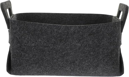 Felt Laundry Basket Handles Deep Grey Collapsible Storage Bin for Dirty Clothes Portable Organizer for Bedroom Bathroom and College