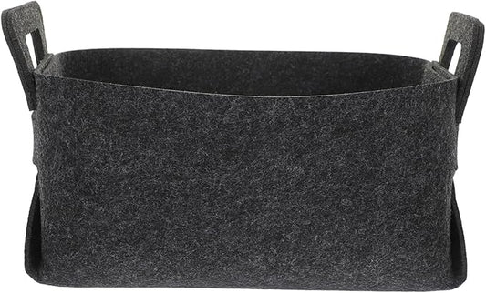 Felt Laundry Basket Handles Deep Grey Collapsible Storage Bin for Dirty Clothes Portable Organizer for Bedroom Bathroom and College