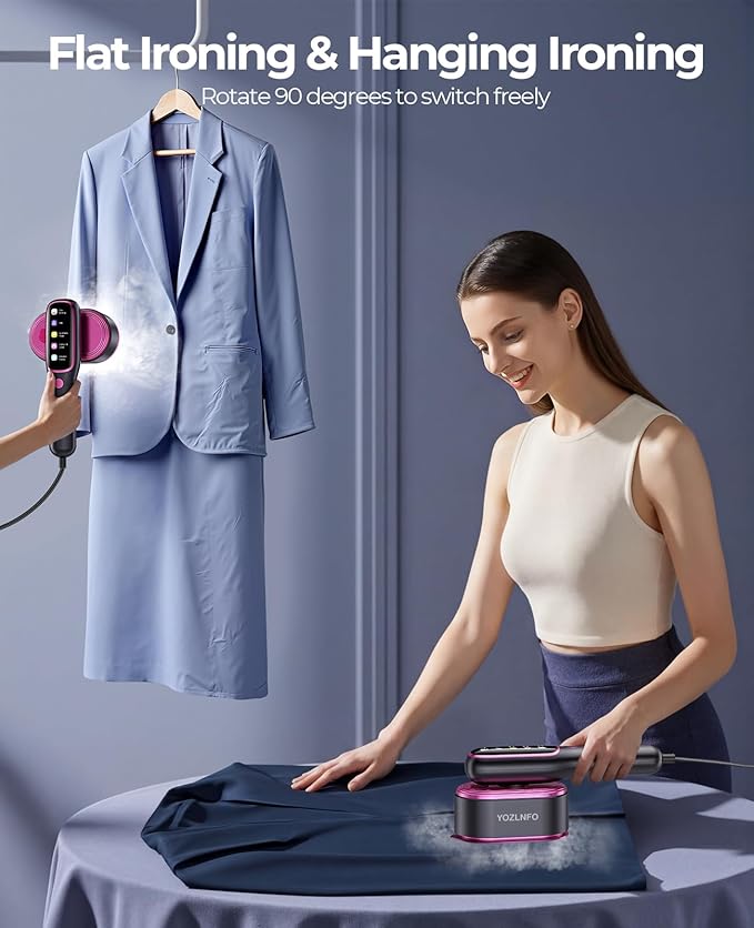 Travel Steamer for Clothes Adequate Portable: 2-in-1 Mini Handheld Garment Steamer Iron - 15s Heat Up & 5 Adjustable Steam - Large Ceramic Panel - 110-120V