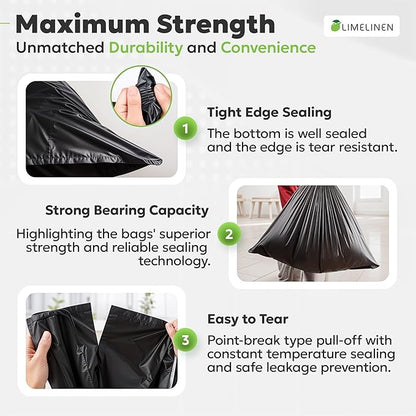LIMELINEN 30 Gallon Garbage Trash Bags, 100 Count, 1.2 mil Extra Thick Trash Bags with Drawstring Closure, Leak and Odor-Resistant Large Plastic Bags For Office, Home, Hospital, Big Waste Binst