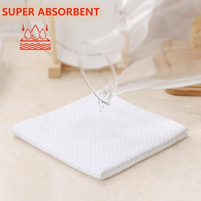 Kitinjoy 100% Cotton Kitchen Dish Cloths (12 X 12 Inches, White), 8 Pack Waffle Weave Ultra Soft Absorbent Dish Towels for Drying Dishes Quick Drying Kitchen Towels Dish Rags