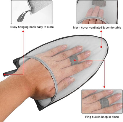 Garment Steamer Ironing Gloves with Finger Loop,Hanging Garment ironing machine board,Standing ironing machine,Anti steam gloves,Heat resistant clothing steam engine gloves (Grey)