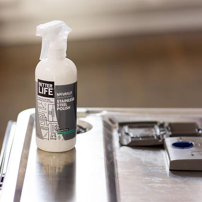 BETTER LIFE Stainless Steel Cleaner - 2 Pack 16 oz Streak-Free Stainless Steel Polish for Kitchen Sinks, Stoves, Metal Appliance, Refrigerator - Removes Grease & Water Stains - Chamomile-Lavender