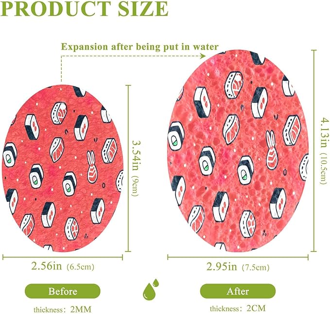Sushi Kitchen Scrub Sponges, Pop-up Kitchen Cleaning Sponges Reusable Dish Washing Sponges for Bathroom Household Cleaning 3 Pack - Non Scratch Scrubber