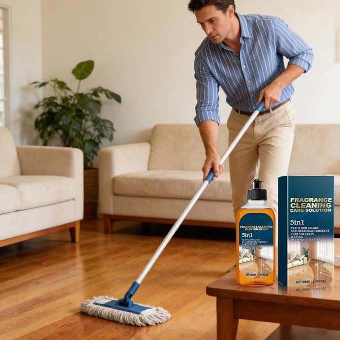 5-in-1 Glossy Floor Cleaner - Fragrance Cleaning And Care Liquid | Dual-Action Stain Remover And Deodorizer | Hardwood Repairer With Long-Lasting Gloss | For Tiles Marble Wood Laminate
