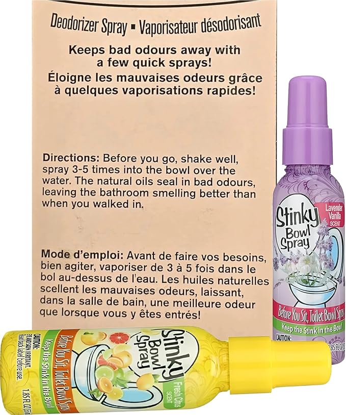 Set of 4 Stinky Bowl Spray 1.85oz - Before You Go Toilet Bathroom Deodorizer - Features Fresh Citrus Scent and Lavender Scent!