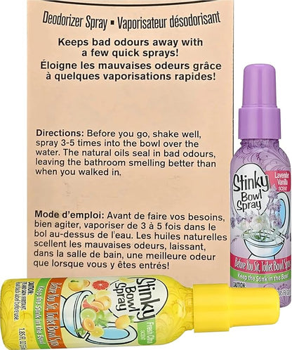 Set of 4 Stinky Bowl Spray 1.85oz - Before You Go Toilet Bathroom Deodorizer - Features Fresh Citrus Scent and Lavender Scent!