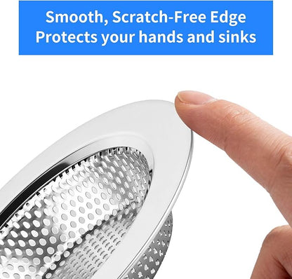 Chefbee Kitchen Sink Drain Strainer - 4 Pack Stainless Steel Sink Drain Cover Filter Food Catcher Basket with Wide Rim 4.4”, Kitchen Accessories