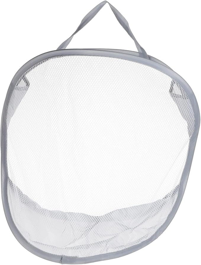 Foldable Wall-mounted Laundry Basket Gray Mesh Storage Bag for Bathroom Bedroom Dormitory Space-saving Hanging Clothes Organizer with Stable Load-bearing and Multifunctional Design