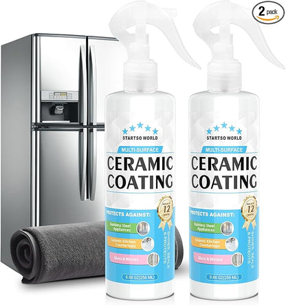 Ceramic Coating Spray – Shine, Seal & Protect Stainless Steel, Glass, Kitchen & Bath – Repels Fingerprints, Water Spots & Grime – Multi-Surface Sealant for Countertops, Sinks & More, 17.32oz