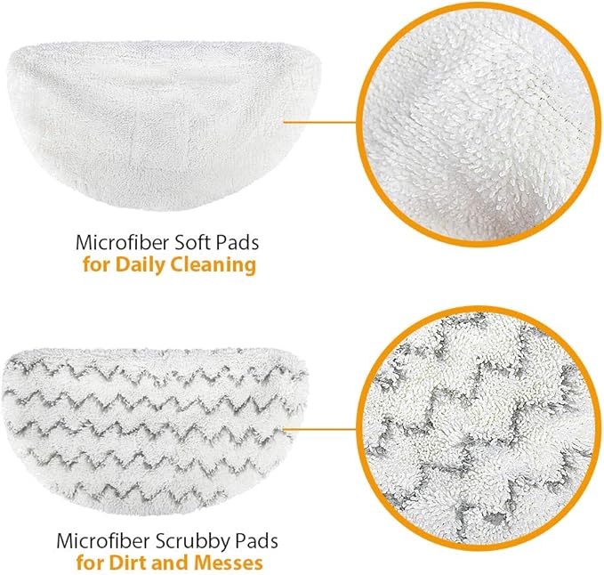 Steam Mop Replacement Pads for Bissell Powerfresh Steam Mop Pads Compatible with 1940 1440 1544 Series 19402 19404 19408 19409 1940a 1940f 1940q 1940t 1940w Washable Reusable Steam Mop Pad (6-PACK)