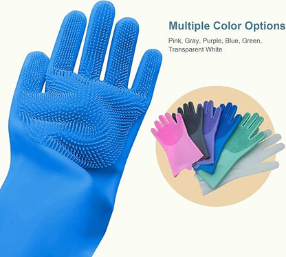 Angel Wings Magic Dish Washing Gloves with Scrubber, Silicone Reusable Cleaning Gloves, Heat-proof Household Scrubber Gloves