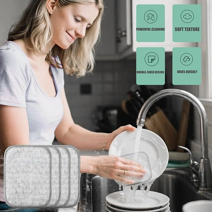 Multipurpose Wire Dishwashing Cloth, Double-Sided Non Scratch Stainless Steel Dishcloth, Reusable Heavy Duty Cleaning Cloth for Dishes Pots Pans Sink Kitchen Cookware (Colorful*5)