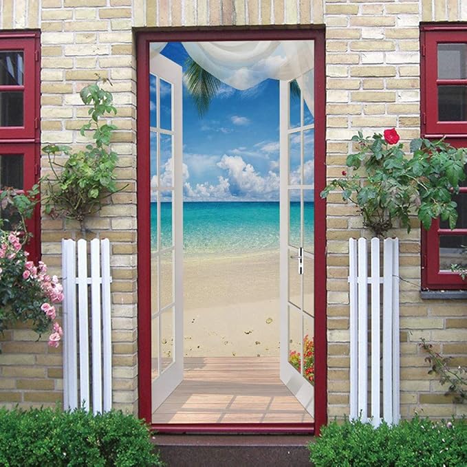 3D Door Stickers Murals - Peel & Stick Landscape Wallpaper Decals Removable PVC Waterproof Poster Bedroom Living Room Decoration 35.4" x 78.7"