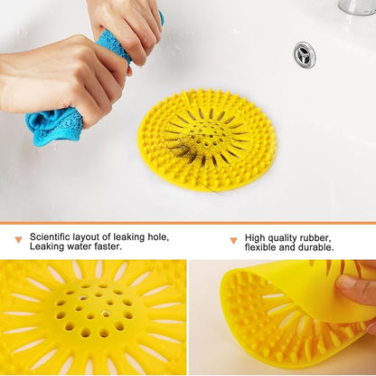 Drain Hair Catcher Durable Silicone Hair Stopper Shower Drain Covers with Iron Easy to Install and Clean Shower Drain Hair Trap Suit for Bathroom Bathtub Tub and Kitchen 5 Pack