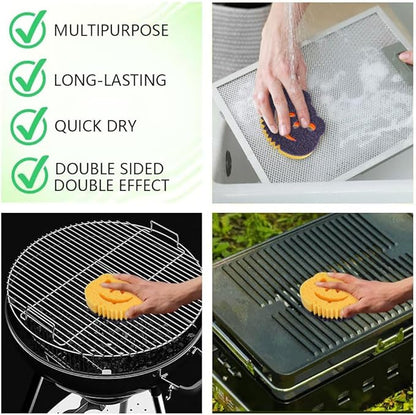 SmilePowo 12 Pack Frog Dual-Sided Multi-Functional Premium Cleaning Sponges,Scrub Sponges,Dishwashing Sponge for Heavy Duty Scouring Pads,Kitchen,Furniture,Dish,Bathroom