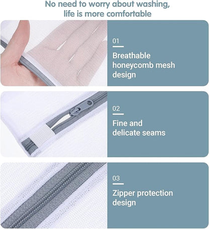 4PCS Laundry Mesh Wash Bags, Mesh Laundry Bags for Delicates, Lingerie Bag, Garment Bag for Washing Machine, Bras, Socks Grey (2 Medium, 2 Small)