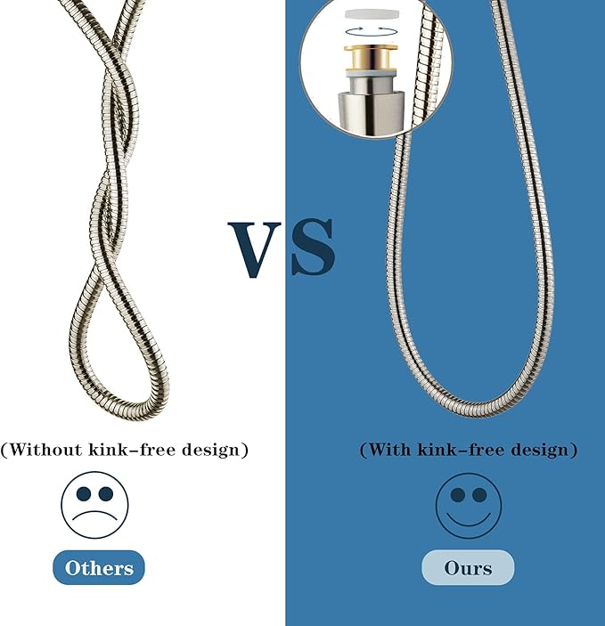 BRIGHT SHOWERS Shower Hose For Hand Held Shower Heads, 69 Inches Cord Extra Long Stainless Steel Hand Shower Hose, Ultra-Flexible Replacement Part with Brass Insert, Brushed Nickel