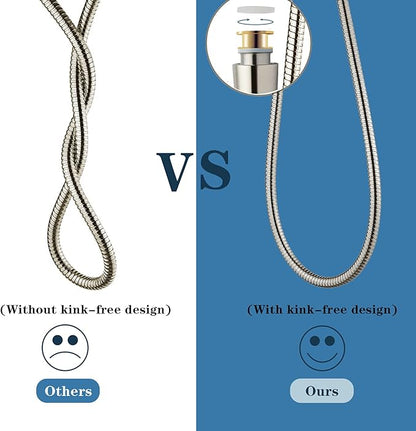 BRIGHT SHOWERS Shower Hose For Hand Held Shower Heads, 69 Inches Cord Extra Long Stainless Steel Hand Shower Hose, Ultra-Flexible Replacement Part with Brass Insert, Brushed Nickel