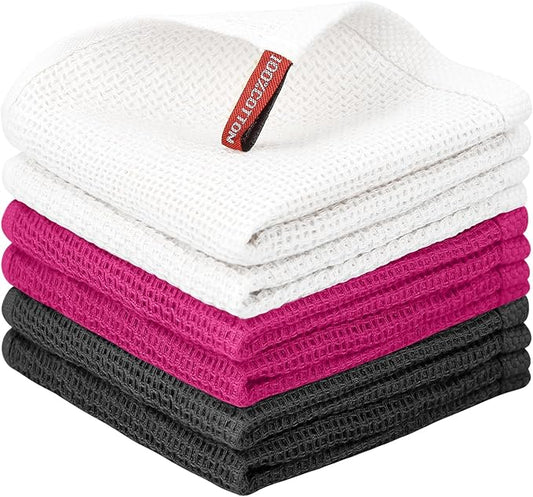 Nialnant 6 Pack Kitchen Towels, 100% Cotton Dish Cloth for Washing Dishes, Absorbent Quick Drying Dish Rags, Multipurpose Cleaning Rags-12x12 Inches