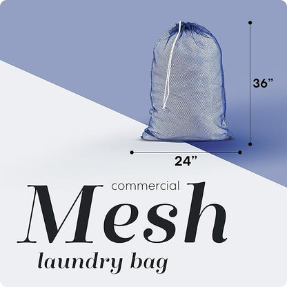Handy Laundry Mesh Laundry Bags 2 Pack, XL 24 x 36 in, Heavy Duty Nylon, Machine Washable with Drawstring Closure, Large Bag for Delicates, Travel, College Dorm, Camping, Storage, Blue
