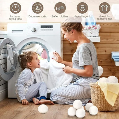 Organic Wool Dryer Balls: Eco-Friendly & Chemical-Free | Our Anti-Entanglement Reusable Balls Eliminate Wrinkle Static | 6-Pack XL Dryer Balls for Laundry is Made with New Zealand Wool (Gry-DG)