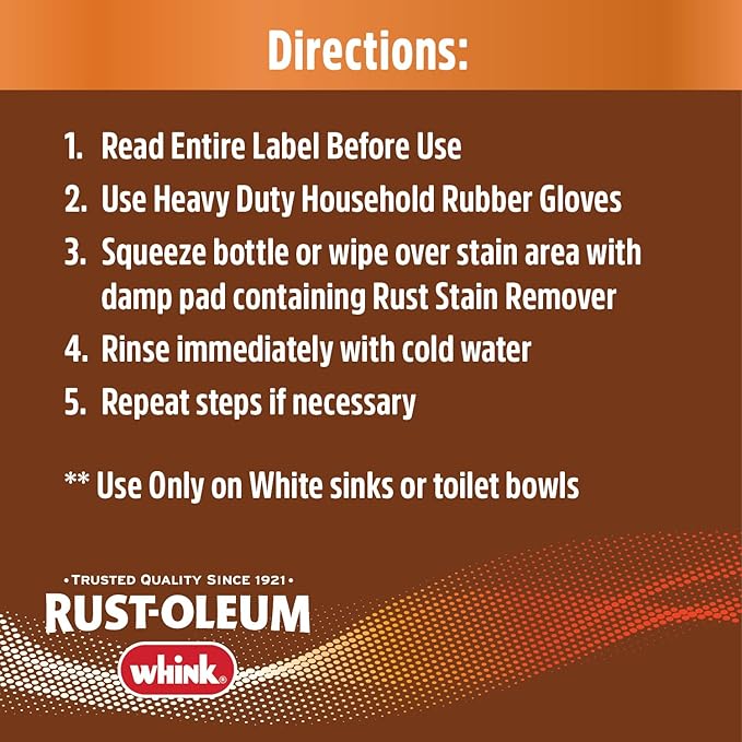 Rust-Oleum Whink Rust Stain Remover | Heavy-Duty Iron Stain Remover for White Toilets & Sinks, Colorfast Fabric & Carpets | 32 oz