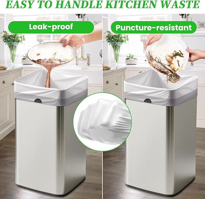 Trash Bags 13 Gallon Tall Kitchen Drawstring Garbage Bags,Fit 13 Gal Bins,Heavy Duty Tear&Leak Resistant Unscented Recyclable Trash Can Liners for Home Office Bathroom Garden Garage Outdoor