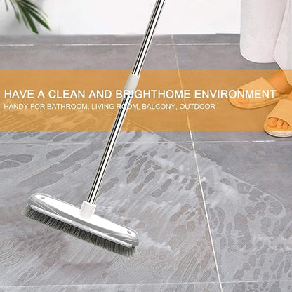 Push Broom,Tub Tile Broom Brush,Stiff Bristles Broom for Shower Cleaning, Patio, Kitchen,Grout and Garage,Indoor Outdoor Cleaning Brush,Adjustable Stainless Steel Long Handle-46.5"…
