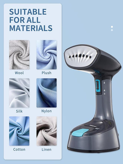 Reemix Steamer for Clothes, Folding Handheld Design Garment Wrinkles Remover, 20g/min Strong Penetrating Steam, 25-Sec Fast Heat-up, for Home, Office and Travel (Dark Gray)