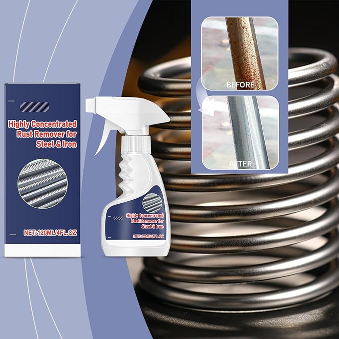 Rust Remover, Powerful Rust Remover Heavy Duty Metal Cleaner, Multipurpose Rust Remover Spray, Highly Concentrated Steel Remover for Tools, Stainless Steel, Automotive Parts (White-1PCS)