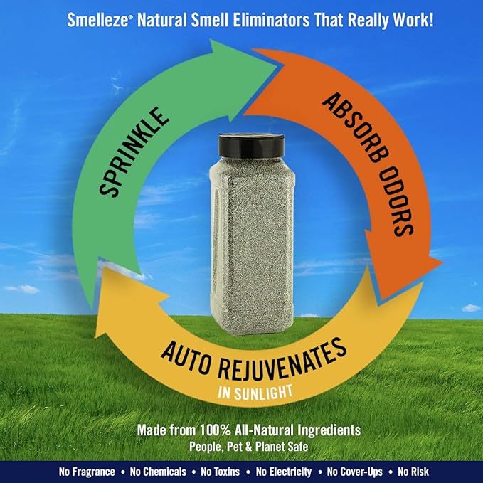 SMELLEZE Dead Animal Odor Eliminator for Strong Odor Removal - Eliminate Dead Rodent & Wildlife Smell - Safe Indoor & Outdoor Use, Natural Odor Remover, Fresh & Effective - Granules, 25 lbs.