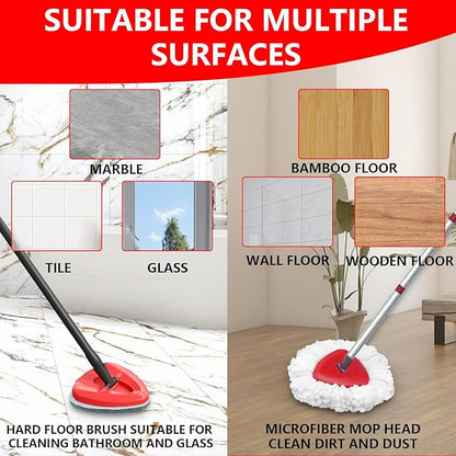 5 Pack Spin Mop Replace Head for O Cedar EasyWring 1 Tank, Includes 2 Microfiber Mop Replacement Refill, 2 Prone to Foaming Scrubber Sponge Brushes & 1 Connector for Kitchen, Bathrooms, Glass