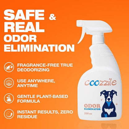 Pet Odor Eliminator, Odor Remover and Pet Spray Fragrance Free Colorless 25oz Spray, Safe Highly Effective Carpet and Cat Litter Deodorizer for Dogs and Cats
