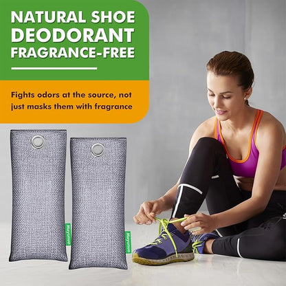 Activated Charcoal Odor Absorber for Strong Odor, Natural Shoe Deodorizer. Sneaker Odor Eliminator, 6 Pack Bamboo Charcoal Air Purifying Bags, Odor Remover Moisture Absorbers for Shoes