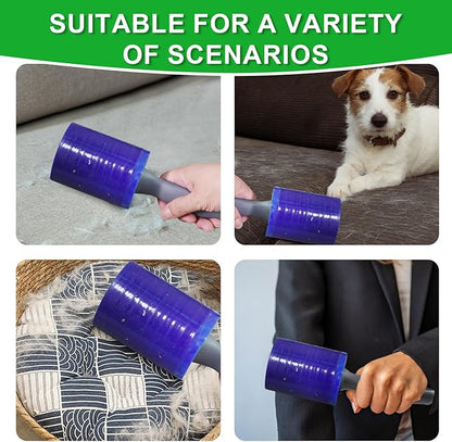 Lint Roller for Pet Hair 500 Sheets Extra Sticky Pet Hair Remover for Clothes Furniture Carpet Cleaner Cars Dogs Travel-Friendly Grip Handle Blue