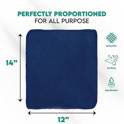 ZUPERIA Cotton Shop Towel – Multipurpose Cleaning Cloths (14" x 12" - Pack of 150 - Blue) Reusable Shop Rags for Automobiles, Industrial, Restaurants, Garage, and Homes