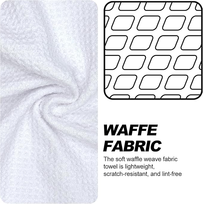 Small Magnetic Golf Towel with Clip, Microfiber Waffle Design - Industrial Strength Magnet for Glof Balls, Golf Bags, Carts Clubs - White