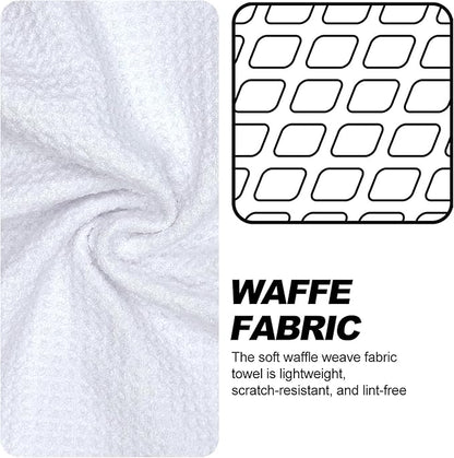 Small Magnetic Golf Towel with Clip, Microfiber Waffle Design - Industrial Strength Magnet for Glof Balls, Golf Bags, Carts Clubs - White