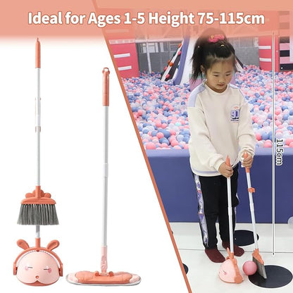 Kids Cleaning Toy Set, Mini Child Broom, Mop and Dustpan, Little Housekeeping Helper Set ,Pretend Home Cleaning Play Set for Toddler Age 1-5,6pcs (Pink)