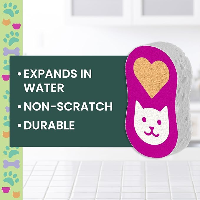 Scotch-Brite Cat Lovers Cleaning Kit, Includes 6 Limited Edition Non-Scratch Sponges and 1 Pet Hair Pickup Extra Sticky Lint Roller, Multi-surface Safe