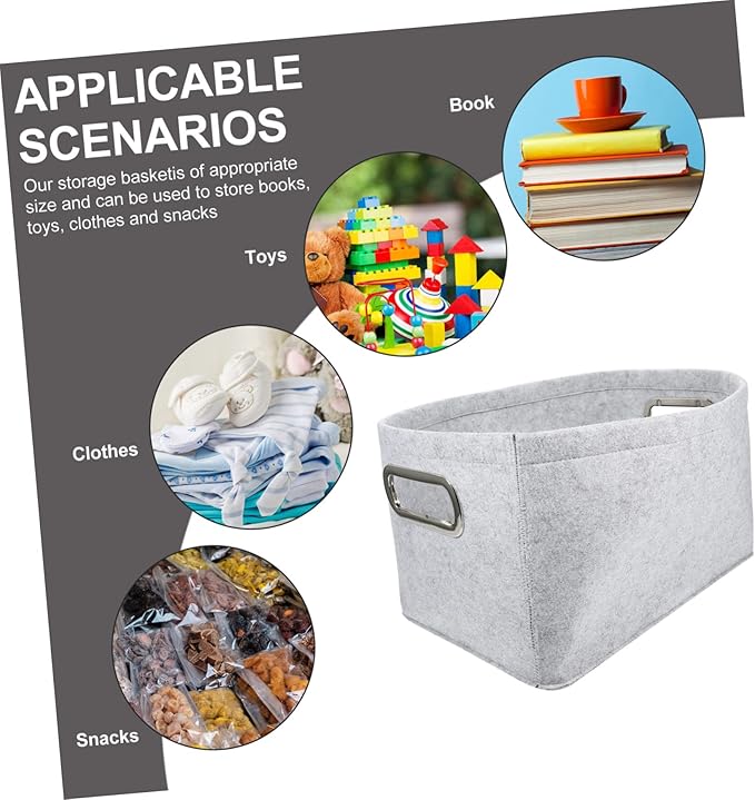 Felt Storage Basket Laundry Hamper with Handles Multifunctional Home Organizer for Clothes Books Cosmetics Lightweight Container for Bedroom and Closet Light Gray