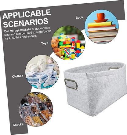 Felt Storage Basket Laundry Hamper with Handles Multifunctional Home Organizer for Clothes Books Cosmetics Lightweight Container for Bedroom and Closet Light Gray