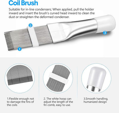 Hommtina 3 Pcs Air Conditioner Condenser Fin Comb/Cleaning Brush, Coil Cleaner Whisk Brush with Window Blinds Brush Dust Cleaner for Refrigerator Evaporator Radiator