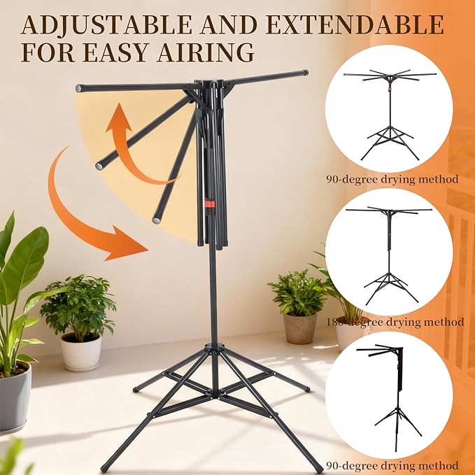 Clothes Drying Rack Foldable,Portable Drying Rack Clothing and Height-Adjustable,Space Saving Laundry Drying Rack, Floor Balcony Bedroom.
