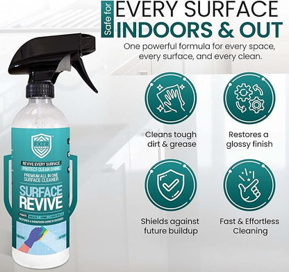 Fixture Shield Revive Kitchen and Bathroom Cleaner with SiO₂ Multi‑Surface Cleaner Spray for Home Cleaning – Streak‑Free Stainless Steel, Glass, Tile & Countertop Shine and Protectant