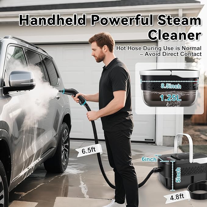 Steam Cleaner, 2500W Portable Handheld Steamer for Cleaning, Large Capacity Tank Pressurized Steam Cleaning Machine for Home, Car, Bathroom, Kitchen, Furniture, Grout, Floor, Tile